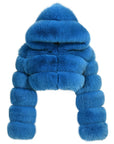 blue fur coat