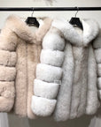 Hooded Straight Rows Long Coat