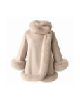 Beige short cashmere coat with fox fur collar and cuffs – Dolcie London