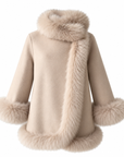 Beige short cashmere coat with fox fur collar and cuffs – Dolcie London