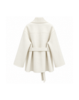 White cashmere wool belted cardigan – back view