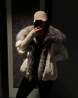 Down Puffer Jacket with Fur Collar