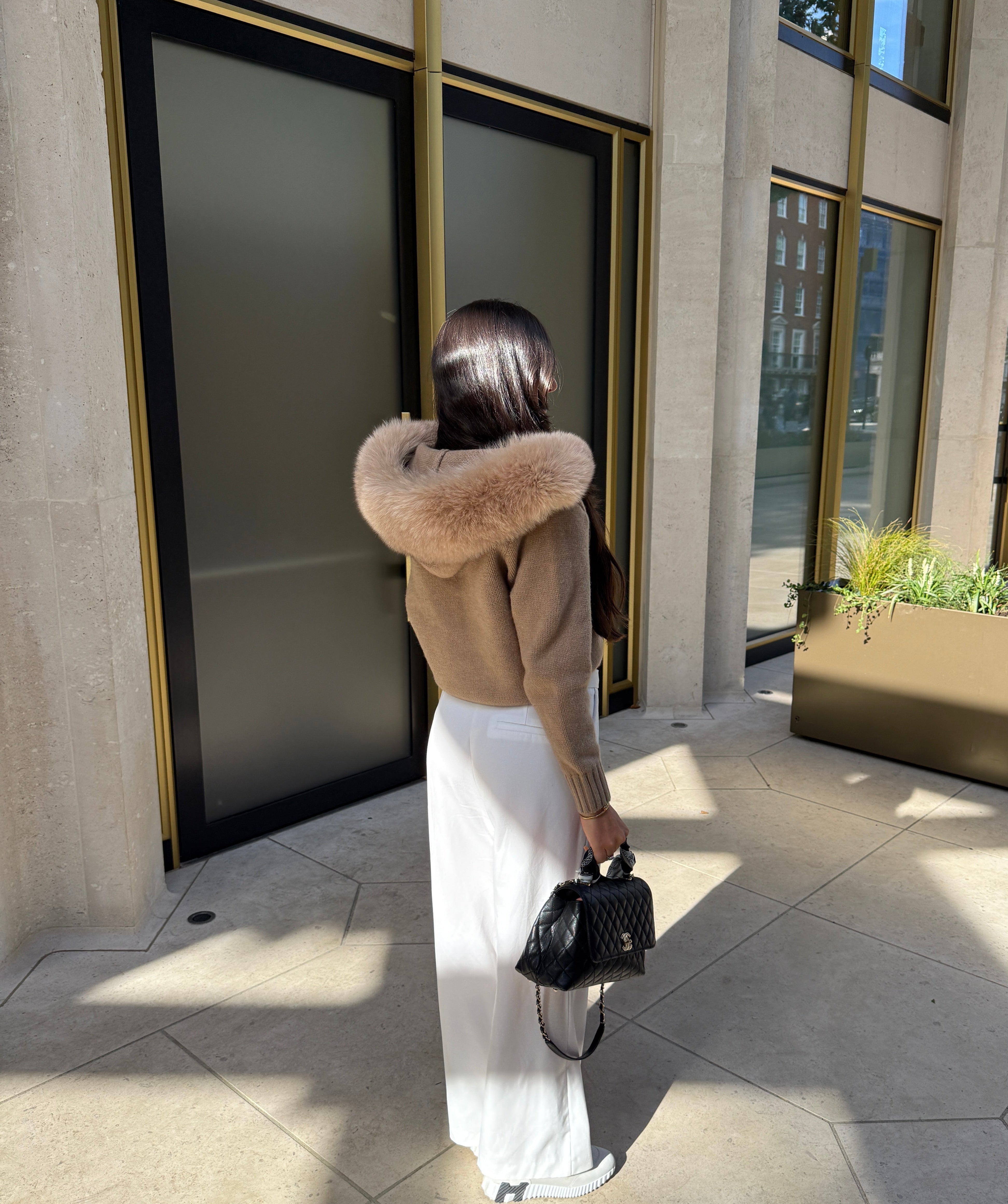 Knitted Zipped Hoodie with Fur Hood – Dolcie London