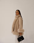 Fur Collar & Cuffs Cashmere Coat | Beige