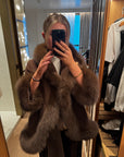 Fur Collar & Cuffs Cashmere Coat - Brown