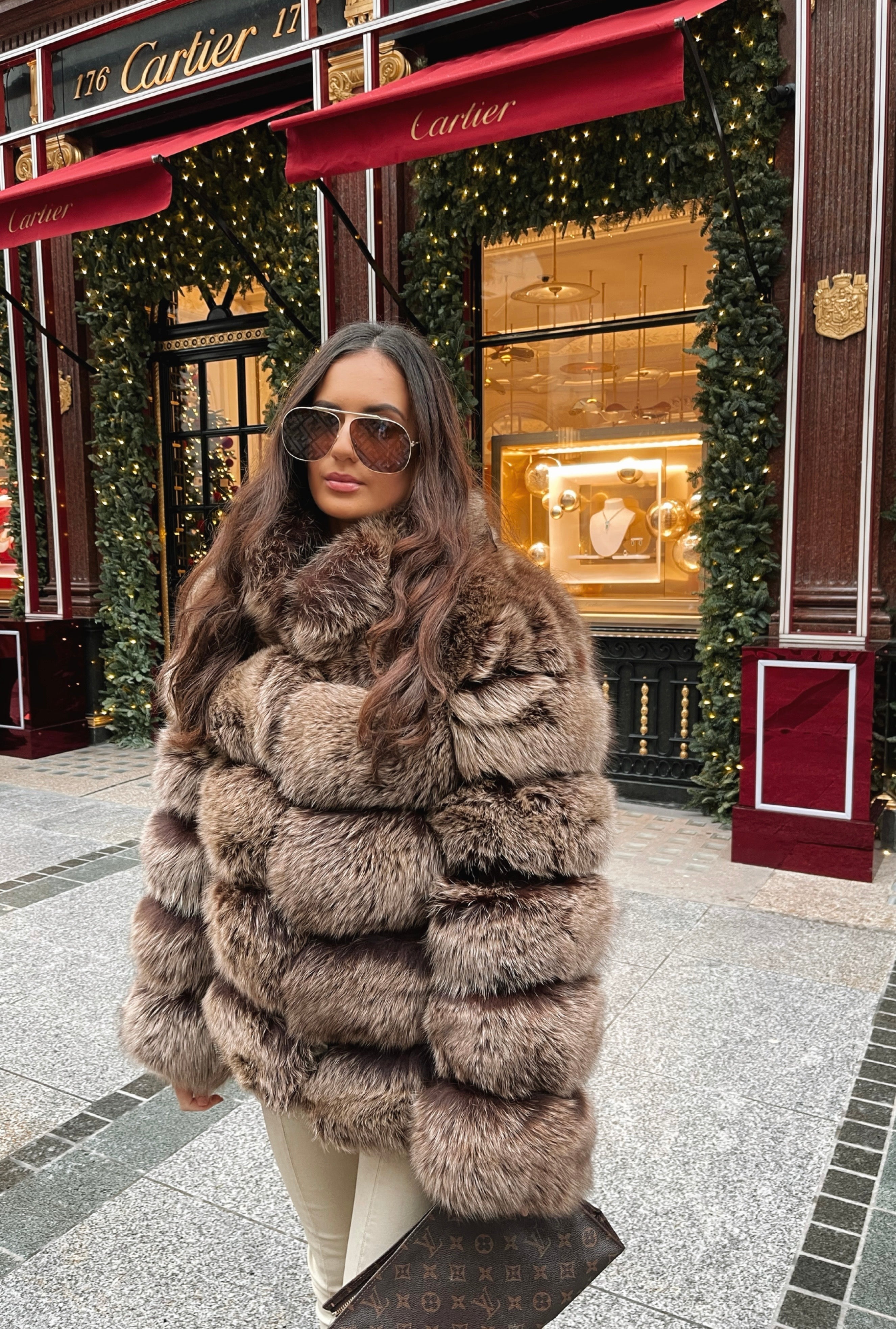 Luxury Women Real Fur Bubble Collar Coat Dolcie London