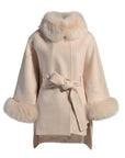 Fur Cuffs Cashmere Cape Coat