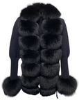 Real fox fur cardigan for women. Fur trimmed knitted cardigan. Luxury natural fox fur cardigan with collar & cuffs. Knitwear with fur. Detachable, removable fur made with a stretchy wool cardigan. Free UK, EU & USA delivery. Fur coat. Women's knitwear. Fur trimmed knitwear cardigan. Real fur coats. Fur coats. Winter coats women's. Fur jackets womenswear. Luxury fur jacket. Premium high quality fur coats.