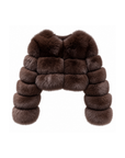 Dark brown bubble mini cropped fox fur coat