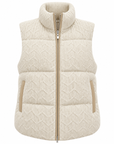 Ivory cashmere cable knit puffer gilet with leather trim zip and pockets – Dolcie London
