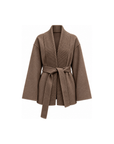 Brown cashmere wool belted cardigan