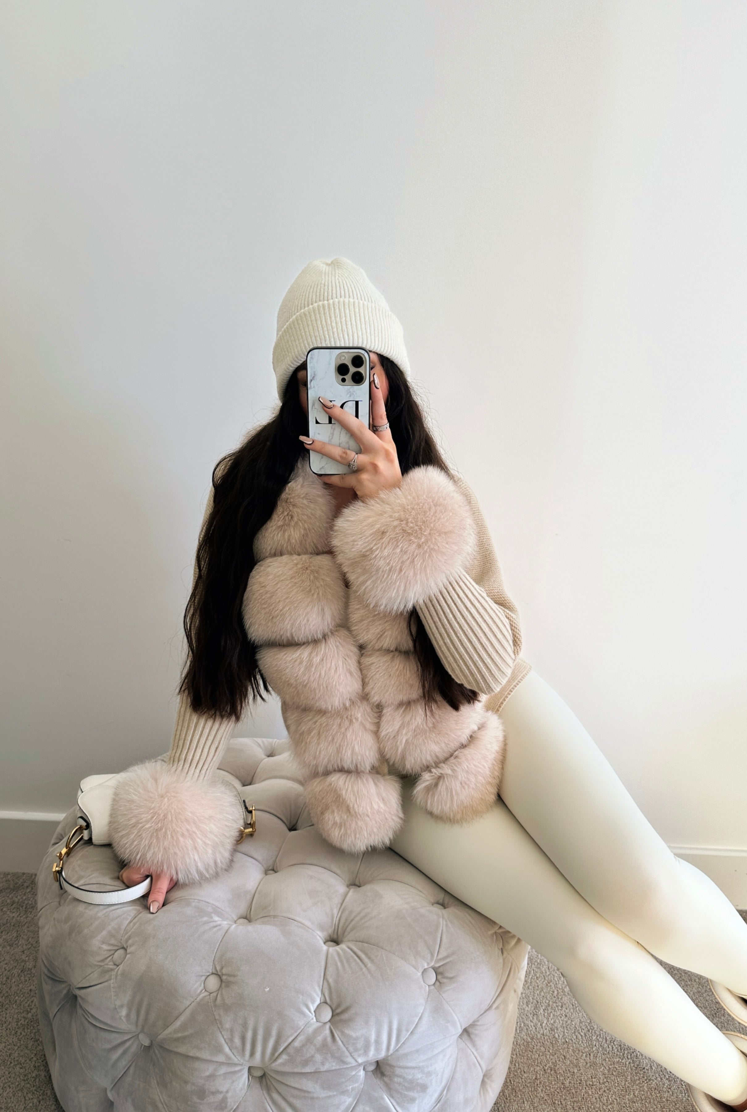 Fur Cardigan with Collar Cuffs Free UK US EU delivery Dolcie London