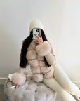 Real fox fur cardigan for women. Fur trimmed knitted cardigan. Luxury natural fox fur cardigan with collar & cuffs. Knitwear with fur. Detachable, removable fur made with a stretchy wool cardigan. Free UK, EU & USA delivery. Fur coat. Women's knitwear. Fur trimmed knitwear cardigan. Real fur coats. Fur coats. Winter coats women's. Fur jackets womenswear. Luxury fur jacket. Premium high quality fur coats.