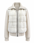 Mink Fur Down Collar Jacket with Knit Sleeve