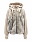 Mink Fur Hooded Down Jacket with Knit Sleeve