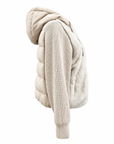 Mink Fur Hooded Down Jacket with Knit Sleeve