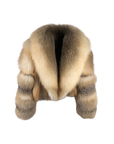 Golden fox fur straight rows cropped collar coat – view 5