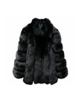 Straight rows long fox fur coat with collar – view 4