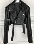 Cropped Biker Leather Jacket