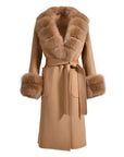 Long Cashmere Coat with Fur Collar & Cuffs