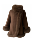 Fur Collar & Cuffs Cashmere Coat - Brown