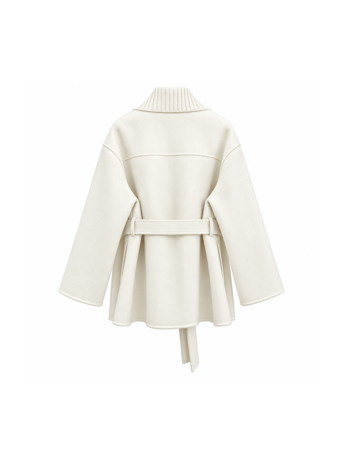 White cashmere wool belted cardigan – back view