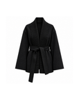 Black cashmere wool belted cardigan