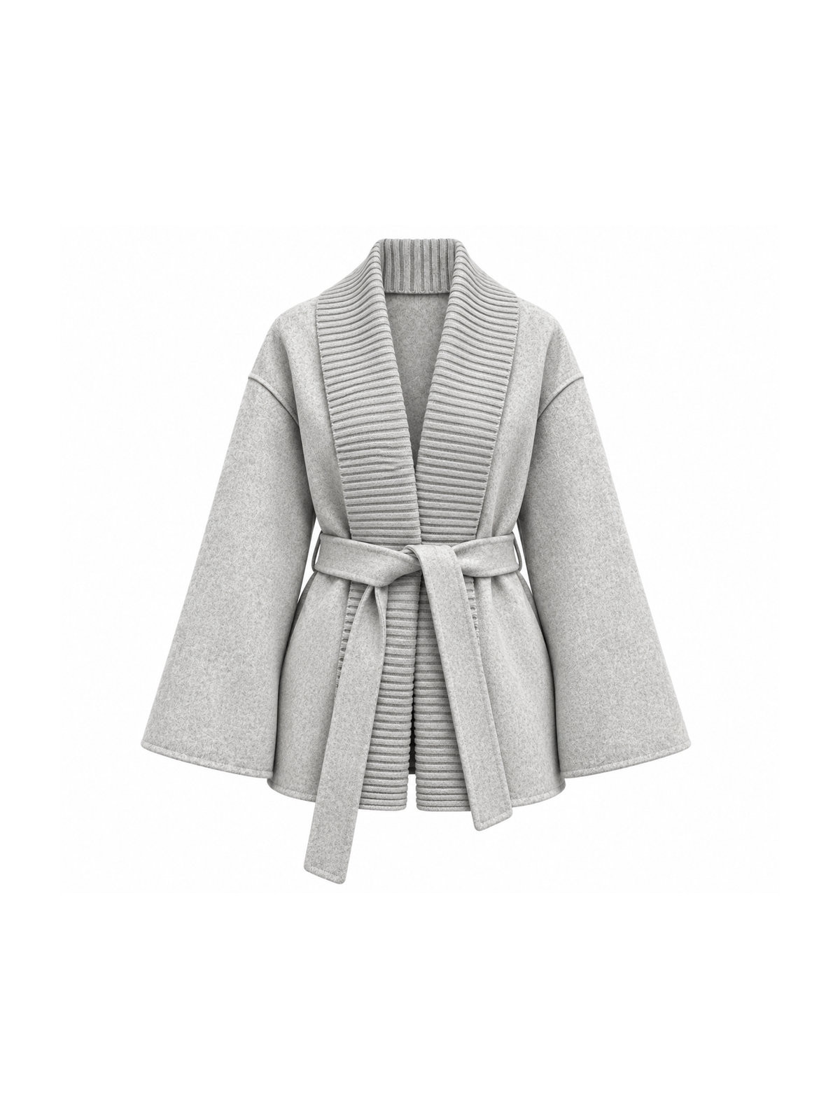 Grey cashmere wool belted cardigan