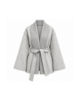 Grey cashmere wool belted cardigan