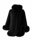Fur Collar & Cuffs Cashmere Coat | Black