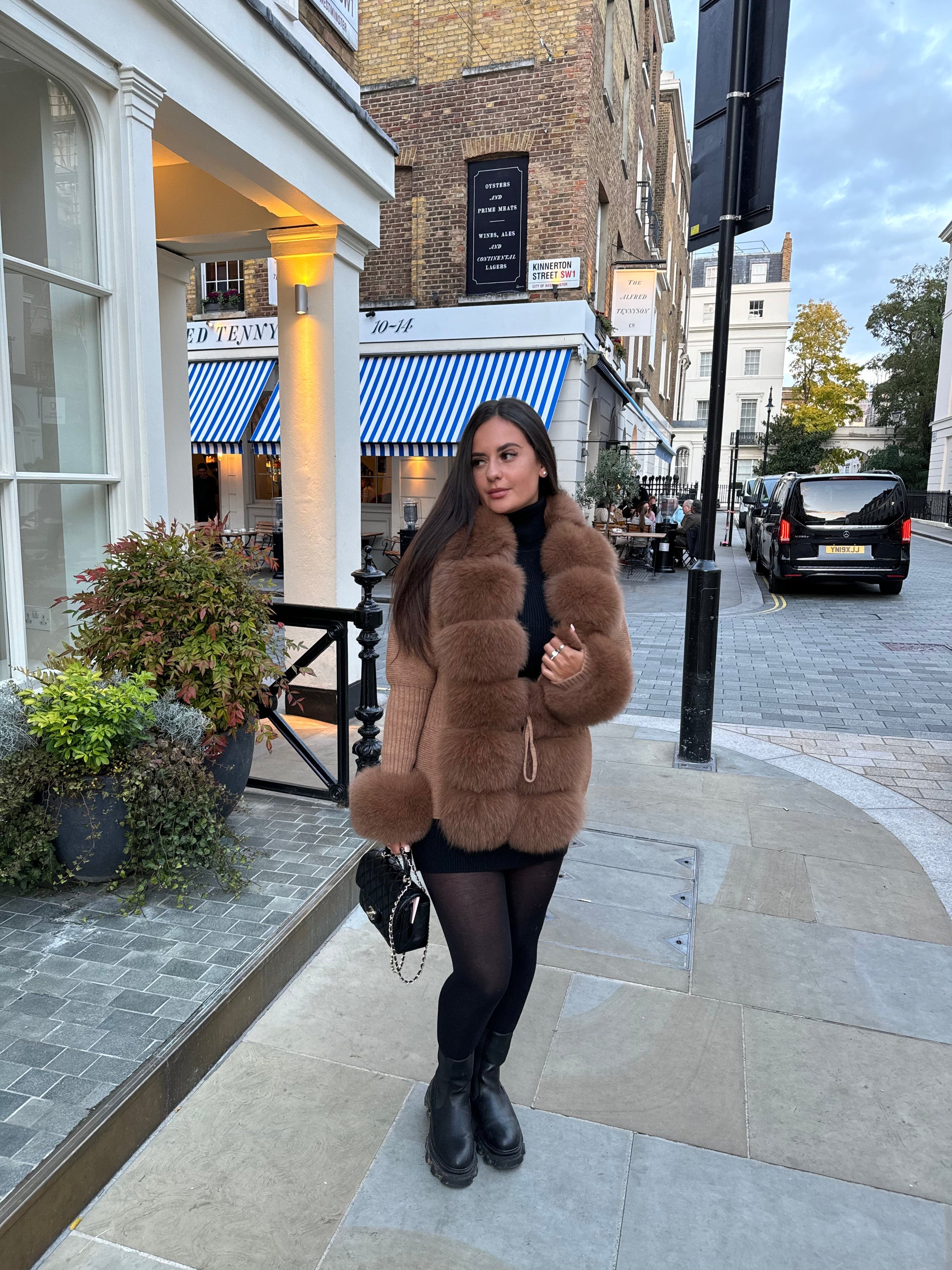 Real fox fur cardigan for women. Fur trimmed knitted cardigan. Luxury natural fox fur cardigan with collar &amp; cuffs. Knitwear with fur. Detachable, removable fur made with a stretchy wool cardigan. Free UK, EU &amp; USA delivery.  Fur coat. Women's knitwear. Fur trimmed knitwear cardigan. Real fur coats. Fur coats. Winter coats women's. Fur jackets womenswear. Luxury fur jacket. Premium high quality fur coats. camel fur coat. camel coat. beige fur. neutral jacket. 