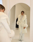 Fur Collar & Cuffs Long Cashmere Coat