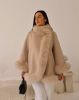 Beige Fur Collar & Cuffs Cashmere Coat