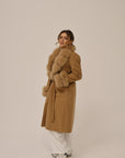 Long Cashmere Coat with Fur Collar & Cuffs