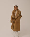 Long Cashmere Coat with Fur Collar & Cuffs