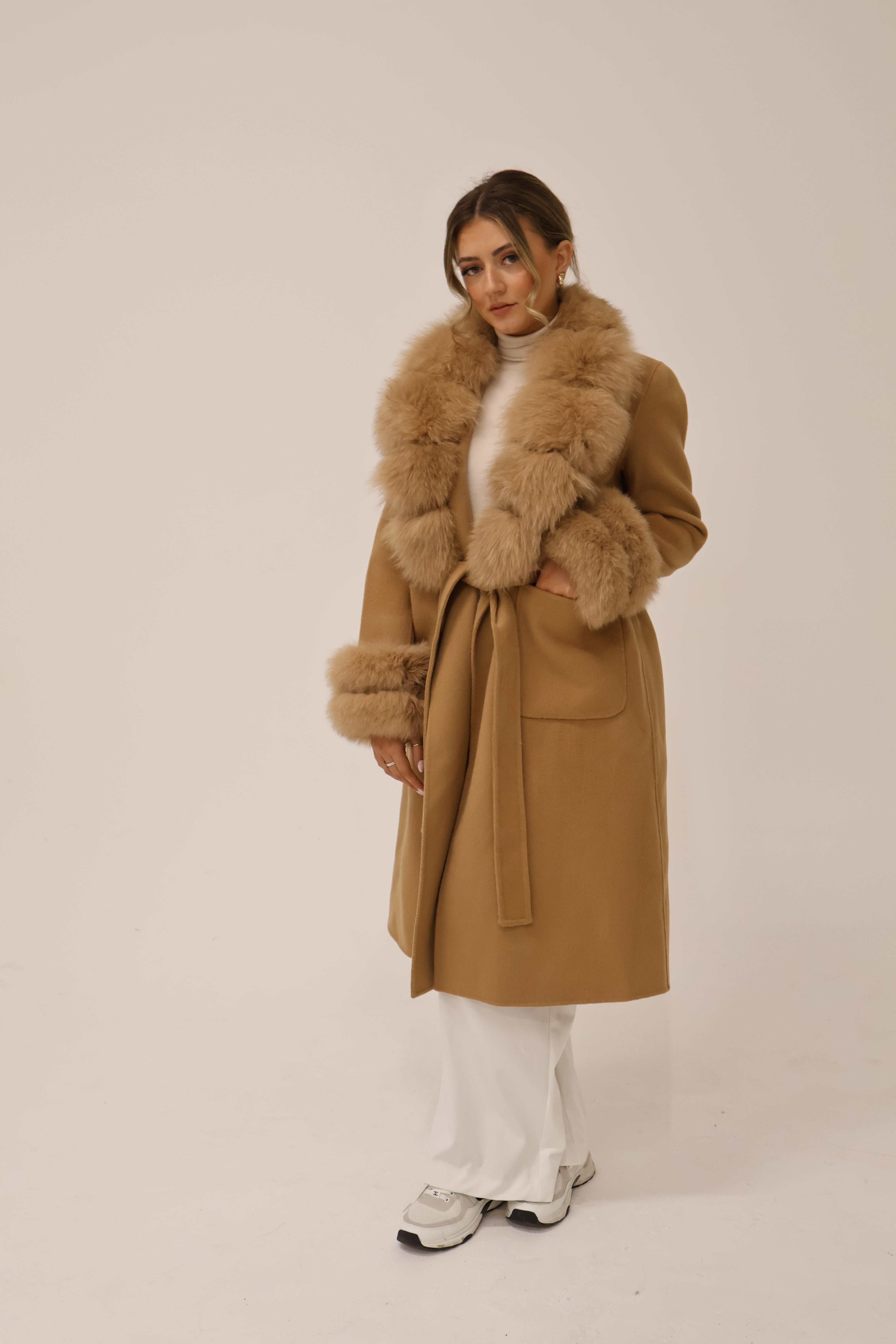 Cashmere Coat with Fur | Shop Sale | Dolcie London