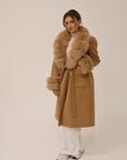 Long Cashmere Coat with Fur Collar & Cuffs