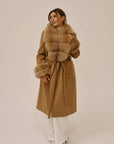 Long Cashmere Coat with Fur Collar & Cuffs