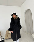 Fur Collar & Cuffs Long Cashmere Coat