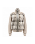 Mink fur down collar jacket with knit sleeves – Dolcie London