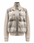 Mink Fur Down Collar Jacket with Knit Sleeve