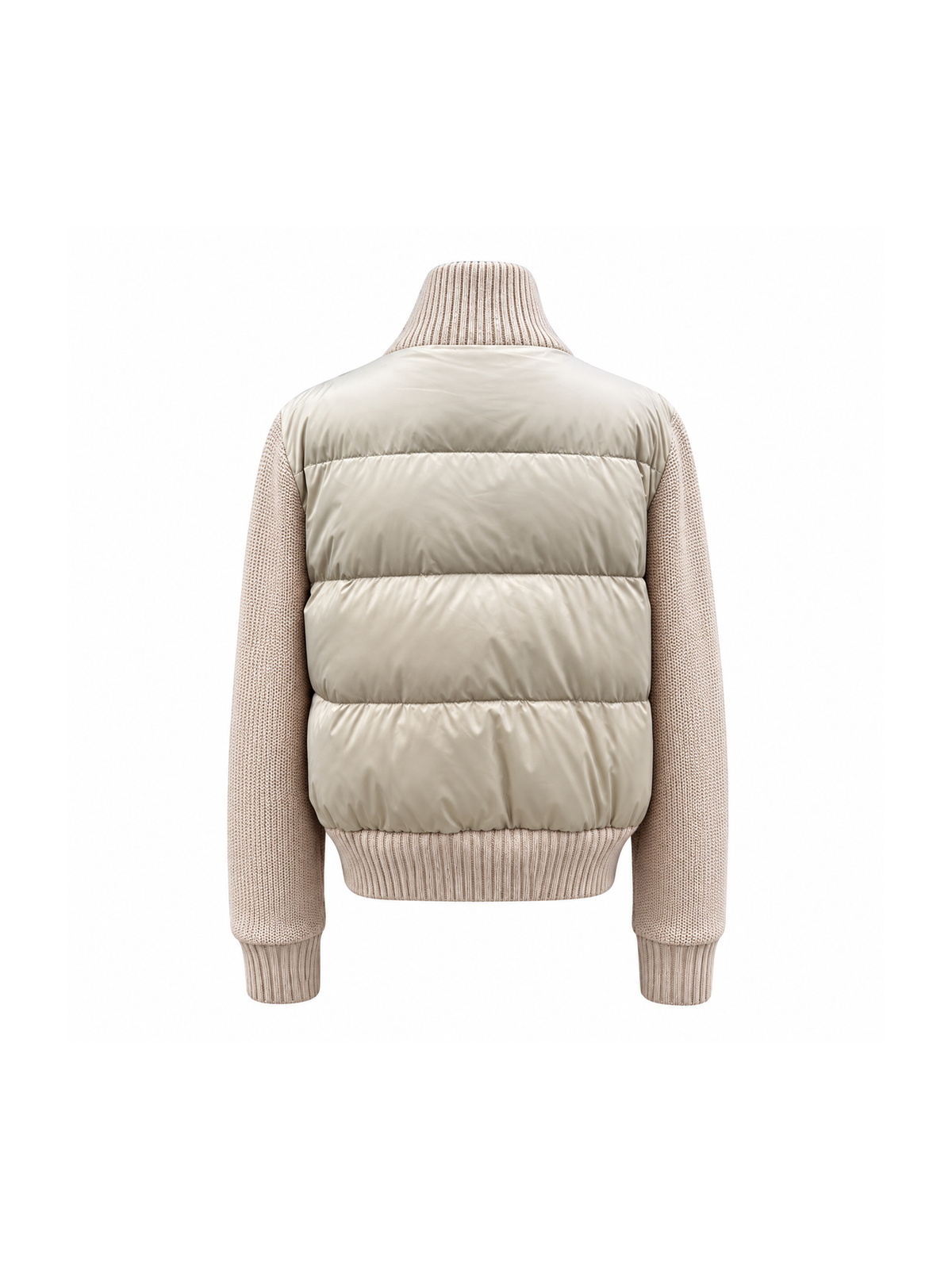 Beige mink fur down collar jacket – back view