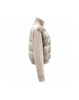 Beige mink fur down collar jacket – side view