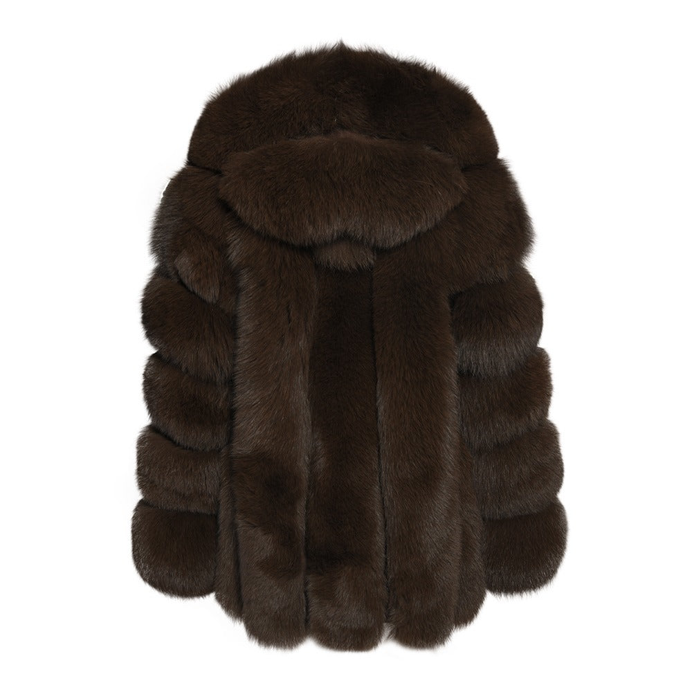 Hooded Straight Rows Long Coat