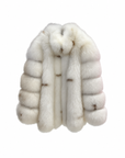 Straight Rows Long Collar Coat - Ivory Mink
