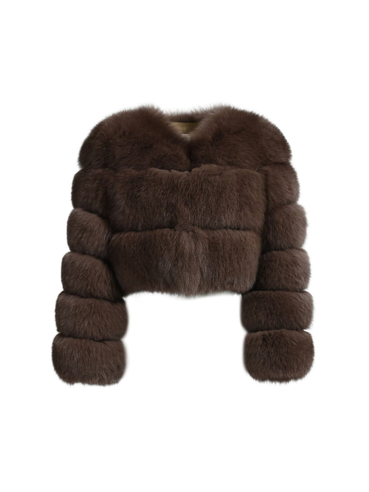 Bubble mini cropped fox fur coat – Dolcie London