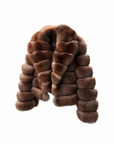 Bubble rows fox fur collar coat in mink