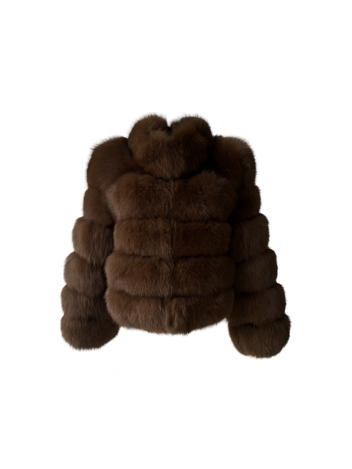 Brown bubble fox fur coat with collar – front view