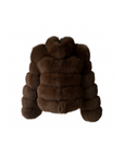 Brown bubble fox fur coat with collar – front view