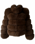 Brown bubble fox fur coat with collar – front view